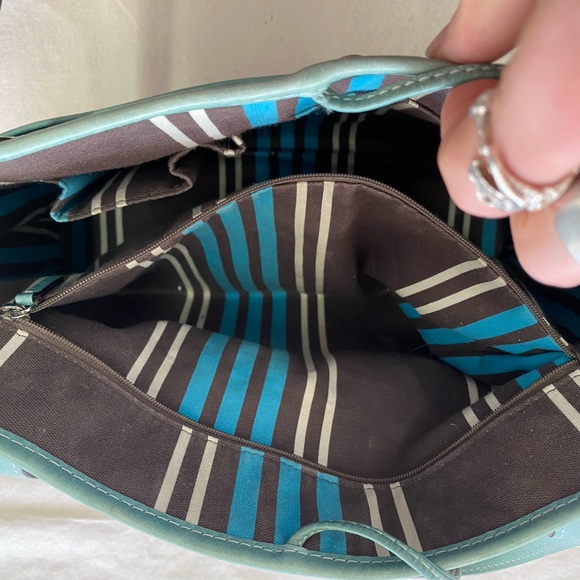 Kate Spade New York Brown Canvas Aqua Leather Casual Mini Tote Bag - Picture 10 of 15